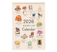 Calendrier 2026 avec liste de seaux - Planificateur mensuel aquarelle dessiné à la main avec petits objectifs saisonniers | Organiseur mural/de bureau à spirale A4 et intentions tout au long de