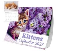 Calendrier 2026 Chatons - Photos de chatons mignons et adorables - Agenda mural mensuel au Royaume-Uni, format A3 lorsqu'il est ouvert - Papier de soie 170 g/m² - Cadeau parfait pour les amoureux des