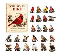 Calendrier 2026 Christmas Bird Advent - 24 pièces 2D Acrylic Birds | Festive Birds Countdown Collection for Christmas, Charming Hanging Charms for Bird Lovers, Nature Fans, Holiday Decor