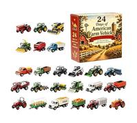 Calendrier 2026 compte à rebours 24 jours 2D acrylique véhicule de ferme | Calendrier de 24 véhicules de ferme pour enfants, familles, collectionneurs, sapin de Noël, crochet, étagère d'exposition