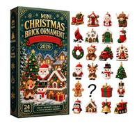 Calendrier 2026 en PVC 3D avec mini brique de Noël 24 jours | Petit calendrier de l'Avent en blocs de construction pour adultes et enfants, pour couronne de vacances, porte, fenêtre, mur