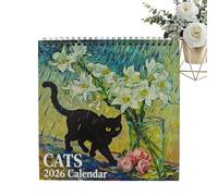Calendrier 2026 motif chat - Jan-Décembre 2026 Outil de planification, calendrier sur 12 mois - Pour les amateurs de chatons, salon, salle d'étude, bureau, salle de classe