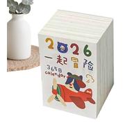 Calendrier 2026 - Planificateur avec illustrations de dessin animé, petit calendrier de bureau déchirable avec 365 jours - Pour une utilisation en milieu de travail Étudiant Appartement