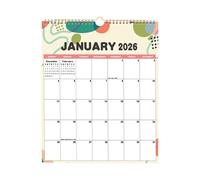 Calendrier 2026 - Planificateur mural pour l'année 2026 - Planificateur décoratif pour l'école, le bureau, les , les enseignants, les adultes, les femmes, les hommes, le travail
