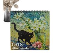 Calendrier 2026 pour chat Jan - Dec 2026 - Planificateur mural | Calendrier amusant pour chats de 12 mois pour la planification et la planification pour les amateurs de chatons à la maison