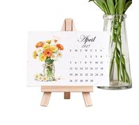 Calendrier 2027 à planter en avec chevalet Motif floral | Calendrier mensuel de bureau pour femmes, maman, épouse, amateurs de jardinage, maison, appartement, salon, chambre, bureau