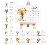 Calendrier 2027 À Planter Plantable Motif Fleurs avec Chevalet | Calendrier aquarelle fleurs et feuilles Pour maman épouse petite amie maison appartement salon chambre étude bureau