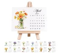Calendrier 2027 À Planter Plantable Motif Fleurs avec Chevalet | Calendrier de Table à Pour maman épouse petite amie maison appartement salon chambre étude bureau
