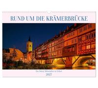 Calendrier 2027 · Autour du pont Krämerbrücke - Un petit coin de Moyen Âge | à Erfurt · Un emblème de la ville d'Erfurt, le pont Krämerbrücke de nuit, dans… · DIN A3 paysage · CALVENDO Calendrier mural