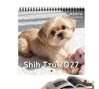 Calendrier 2027 Chien Drôle Épais Grandes Cases Semainier Mensuel | Agenda Shih Tzu 2027 Pour Maison Bureau École Salle de ppartement Bureau Étudiant Agenda