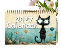 Calendrier 2027 en forme de chat mignon 12 mois à pour décoration | Calendrier mural de bureau pour la maison, le bureau, le salon, le dortoir, la cuisine, l'école, les femmes, les hommes