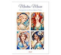 Calendrier 2027 · French Version · Muchas Musen | De belles femmes comme peintes par Alphonse Mucha · DIN A3 portrait · CALVENDO Calendrier mural