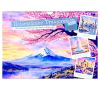 Calendrier 2027 · French Version · Rêves de voyage Voyages de rêve | Les plus belles destinations du monde en watercolor · Destinations de rêve à… · DIN A4 paysage · CALVENDO Calendrier mural