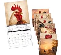 Calendrier 2027 Planning mensuel hebdomadaire drôle de poule | Calendrier de bureau 2027 déco murale artistique Pour maison, bureau erme, professeur, élève,