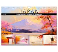 Calendrier 2027 · US Version · Le Japon. Un voyage artistique dans le style | aquarelle · Impressions du pays du soleil levant · DIN A4 paysage · CALVENDO Calendrier mural