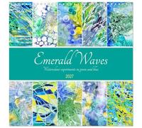 Calendrier 2027 · Vagues d'émeraude - Expériences d'aquarelle en vert et | bleu · Peinture expérimentale à l'aquarelle dans les tons verts et bleus · 30 × 30 cm carré · CALVENDO Calendrier mural