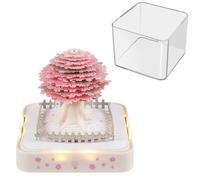 Calendrier 3D 2026 à effeuiller - Avec socle lumineux - Sculpture en papier - Calendrier 2026 - Pour Noël, anniversaires - Cerisier en fleurs