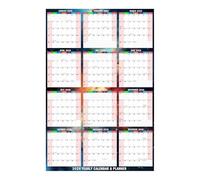 Calendrier annuel 2026 | 86 x 61 cm - Planificateur double face effaçable à sec - Calendrier mural annuel - Pour les habitudes d'apprentissage, l'école, la maison, les rendez-vous, les voyages, les