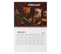 Calendrier Annuel 2027 Planning avec illustrations de chats ivres | Calendrier mensuel 12 mois pour salon salle de hambre bureau étudiants, adolescents, amoureux des animaux