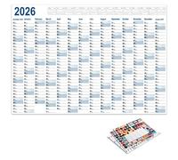 Calendrier annuel mural 2026 - Pour bureau et maison - 74 x 52,5 cm - Vue toute l'année - Calendrier mural esthétique à suspendre