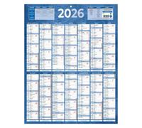 Calendrier annuel mural 2027 - 14 mois recto / blanc verso - 55 x 43 cm - rouge
