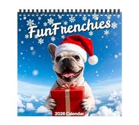 Calendrier Bouledogue Français 2026, Mignon Bulldog Calendrier 2026, Calendriers En Papier Épais Avec Notes, Alendrier Mural Double Face 12 Mois, Pour Hommes Et Femmes, Enseignants, Élèves