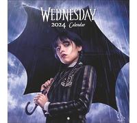 Calendrier broché Wednesday 2024. Le calendrier mural photo de la série populaire Netflix. Wednesday de la famille Addams et d'autres personnages emblématiques dans le calendrier image, avec beaucoup