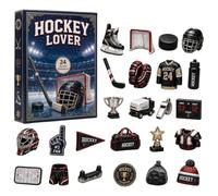 Calendrier compte à rebours de hockey sur glace, 24 jours en acrylique 2D | Calendrier de compte à rebours de Noël 2026, ensemble de breloques de hockey en acrylique, décoration d'arbre de Noël