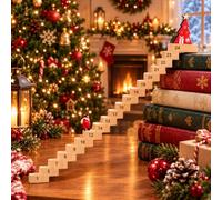 Calendrier compte à rebours Père Noël, compte à rebours des escaliers | Calendrier de compte à rebours amusant Père Noël, 24 jours jusqu'à Noël, calendrier de l'Avent décoratif