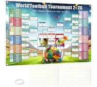 Calendrier Coupe du Monde 2026, 150x100cm, avec autocollants correcteurs et cordon, Contient les 48 équipes, les groupes, les dates des éliminations directes, pour Décoration Salon Bar Fête (150x100)