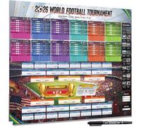 Calendrier Coupe du Monde de Football 2026 - 1 Affiche 100x70 cm - 48 pays, phases de groupes, résultats des finales