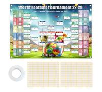 Calendrier Coupe Monde Football 2026, 100cm x 150cm, Couvrant l'ensemble des 104 matchs, y compris les calendriers (heure d'Europe centrale) et les lieux des rencontres