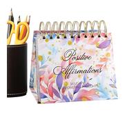 Calendrier d'affirmation - Calendrier de bureau debout avec 365 dictons inspirants | Calendrier de motivation perpétuel pour femme - Présentoir en papier élégant pour coiffeuse et bureau