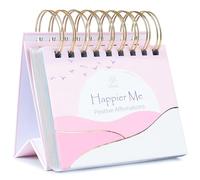 Calendrier d'affirmation quotidienne, cadeau de bureau inspirant non daté pour femme, affirmations rose à rabat de motivation rose et blanc
