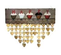 Calendrier d'anniversaire familial suspendu au mur, Plaque de rappel d'anniversaire en bois avec décoration pendentif en forme de cœur, 1 paquet