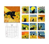 Calendrier d'art drôle de chat noir 2026, calendrier mural de chat mignon 2026, planificateur mensuel, cal endrier de bureau à suspendre pour la, le bureau, la maison, l'école, décoration