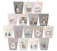 Calendrier de Avent Vide à Remplir 24 Sachets en Papier 16 Motifs Kit Calendrier de Avent DIY 24 Hiver Pastel POCHETTE CADEAU
