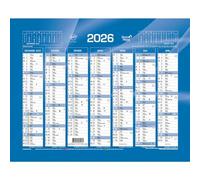 Calendrier de banque mural - Année 2026-14 mois : Décembre à Janvier - Format : 21x27cm - Bleu - Quo Vadis