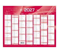 Calendrier de banque mural - Année 2027-14 mois : Décembre à Janvier 2027 - Format : 21x27cm - Rouge - Quo Vadis