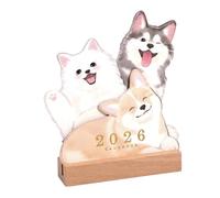 Calendrier de bureau - 12 x 2 x 3 cm - Planificateur de bureau à thème pour la planification - Bloc de planification académique avec design de chatons et chiots, pour