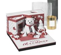 Calendrier de bureau 2025 - PAD MEMO 3D avec art de sculpture en papier et lumières LED | Calendrier sur le thème de l'ours de Noël, décoration élégante de la maison et du bureau, planificateur de mon