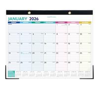 Calendrier de bureau 2026 - janvier 2026 à décembre 2026, 12 mois - Grand calendrier de bureau 2026 - 37,6 x 29,8 cm - Meilleur calendrier mural avec listes de choses à faire, sous-main, blocs lignés