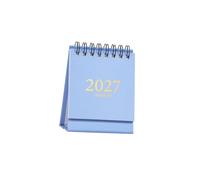 Calendrier de bureau 2027-2028, Blue | Disposition des dates mensuelles en anglais, filaire compact pour table d ' étude, comptoir de réception,