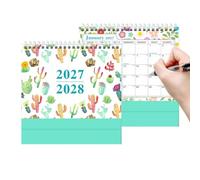 Calendrier de bureau 2027-2028 Planificateur Travail Personnel 18 Mois | Calendrier Chevalet Freelances Étudiants Femmes Hommes Anniversaire Vacances Bureau Appartement Chambre Maison S2-Cactacées