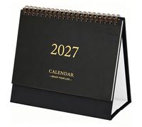 Calendrier de Bureau 2027, Flip Mensuel Coloré 19x17cm, Planificateur Compact Noir pour Maison et Bureau