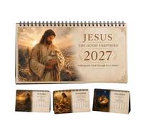 Calendrier De Bureau De Jésus 2027 - Calendrier De Citation Biblique | Calendrier De Bureau Chrétien 20x10 Cm, Calendrier De Table D'inspiration Religieuse Pour La Maison, L'appartement, L'étude,