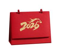 Calendrier de bureau du Nouvel An Lunaire Cheval | Planificateur annuel de 12 mois pour 2026 | Calendrier du festival du printemps pour bureau à domicile, hôtel, table de nuit