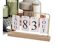 Calendrier de bureau en bois, tableau porte-documents en métal, calendrier perpétuel de 26 cm, avec base en bois, pour bureau et maison, affichage journalier minimaliste et réutilisable pour salle de