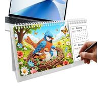 Calendrier De Bureau Gem Art - Planificateur Créatif Fait À La Main 2027-2028, Kit De Calendrier De Peinture En Strass Avec Pierres Précieuses En Résine, Cadeau D'ornement De Bureau DIY Diamond Art Po