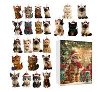 Calendrier de compte à rebours - Acrylique 2D Plat Jouet 24 jours | Porte-clés Calendrier de l'Avent de Noël - Pour bureau, arbre mural, , adolescents, adultes, garçons, filles, femmes, hommes